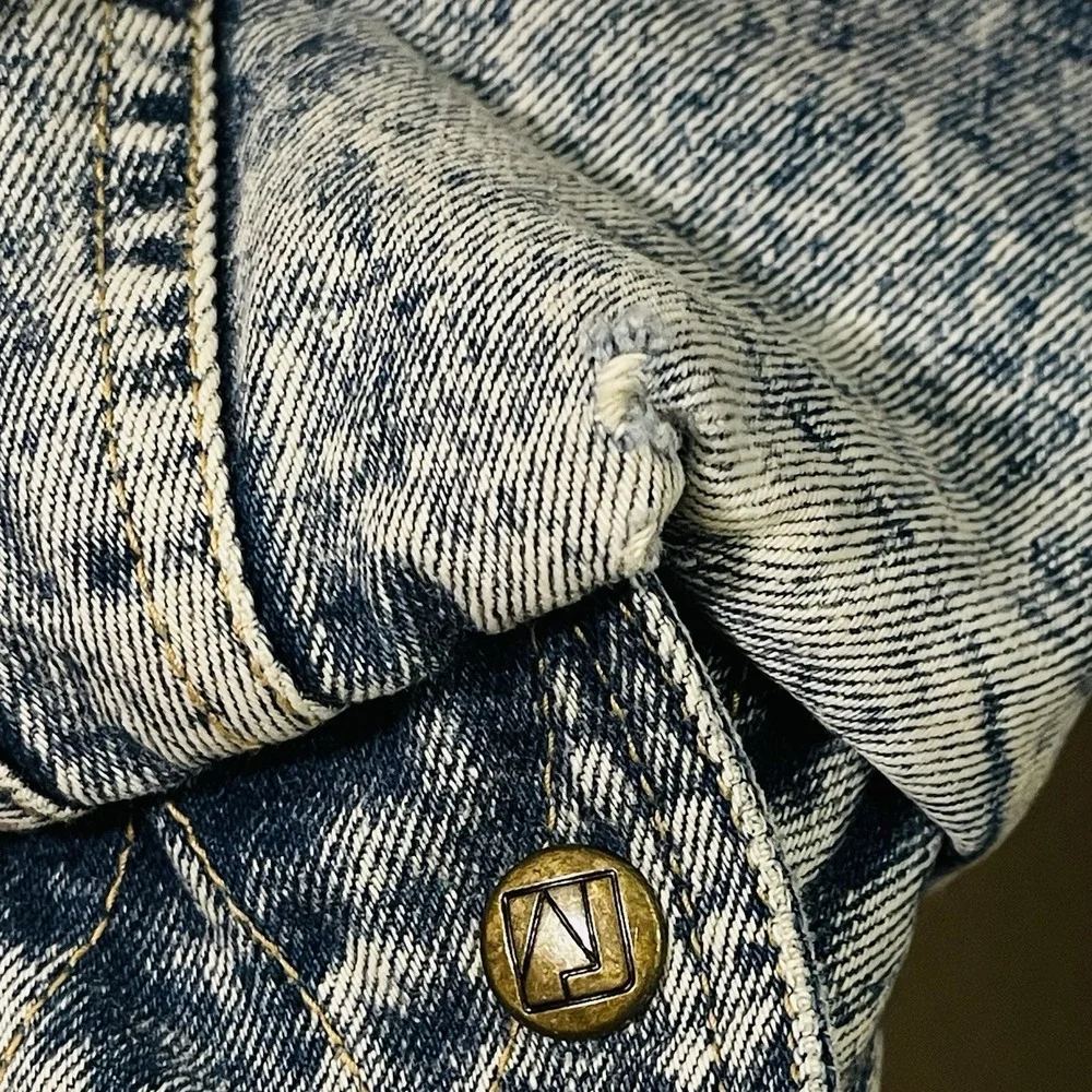 VTG Andy John's Women's Denim Sherpa Jacket Acid‎ Wash 70s 80s Retro Chic Size M